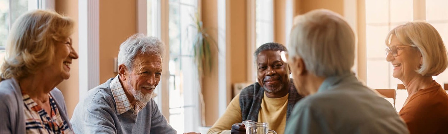 Seniors in a group meeting discussion